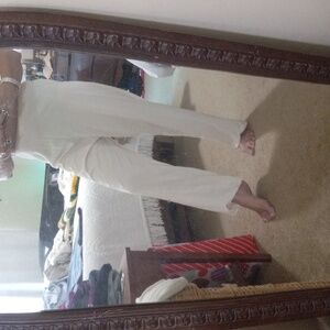 Shadow Line Vintage Cream Pajama Nylon Lounge Pants Sz.M